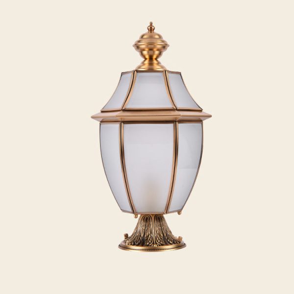 Contemporary Scandinavian Hexagonal Bell Glass Brass 1-Light Outdoor Light For Outdoor Patio - Image 25