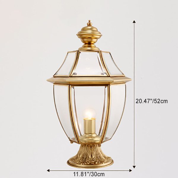 Contemporary Scandinavian Hexagonal Bell Glass Brass 1-Light Outdoor Light For Outdoor Patio - Image 6