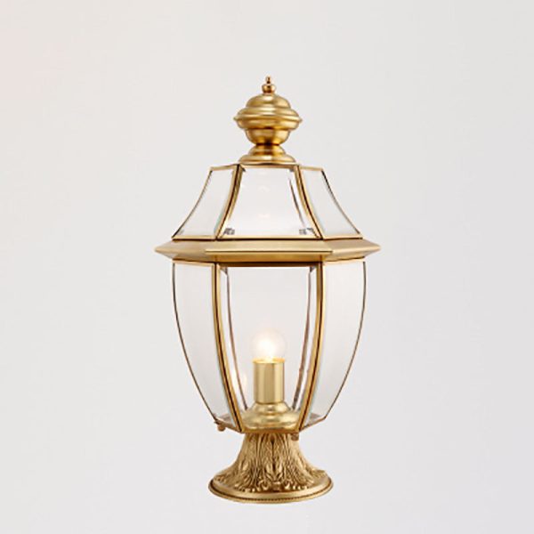 Contemporary Scandinavian Hexagonal Bell Glass Brass 1-Light Outdoor Light For Outdoor Patio - Image 29