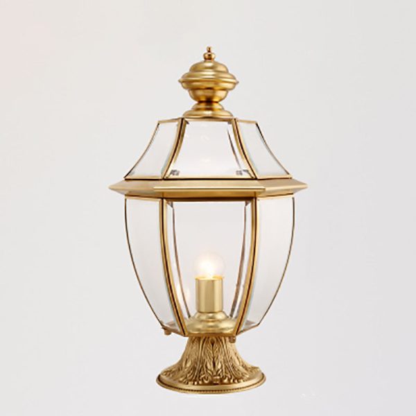 Contemporary Scandinavian Hexagonal Bell Glass Brass 1-Light Outdoor Light For Outdoor Patio - Image 30