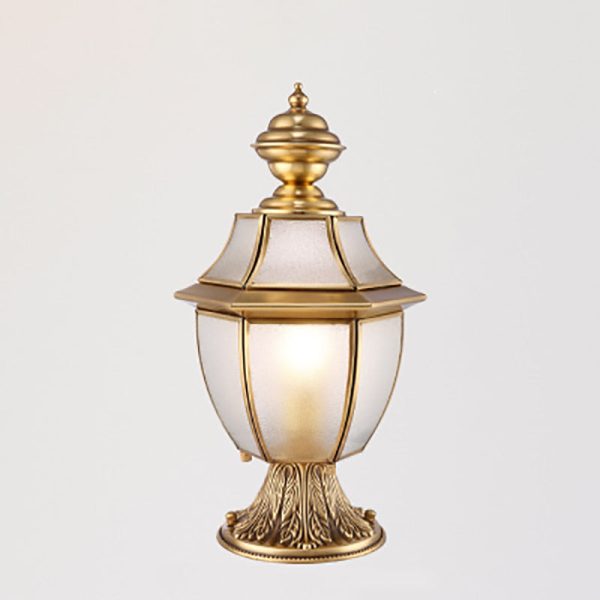 Contemporary Scandinavian Hexagonal Bell Glass Brass 1-Light Outdoor Light For Outdoor Patio - Image 31