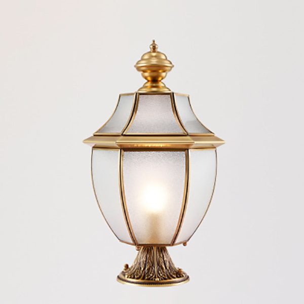 Contemporary Scandinavian Hexagonal Bell Glass Brass 1-Light Outdoor Light For Outdoor Patio - Image 32