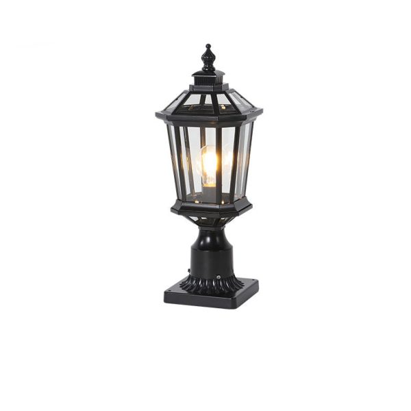 Traditional Vintage Octagonal Square Curved Linear Glass Aluminum 1-Light Outdoor Light For Garden - Image 9