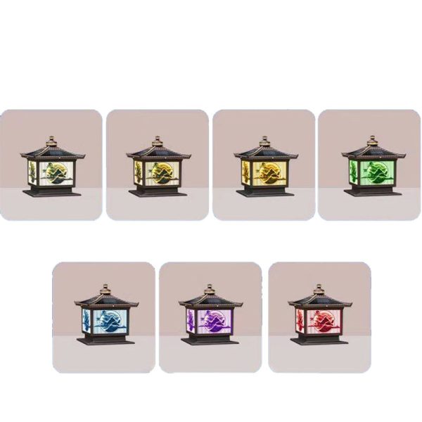 Traditional Chinese Solar Waterproof Aluminum PC Glass Pine Tree Square Cylinder LED Landscape Lighting Outdoor Light For Outdoor Patio - Image 14