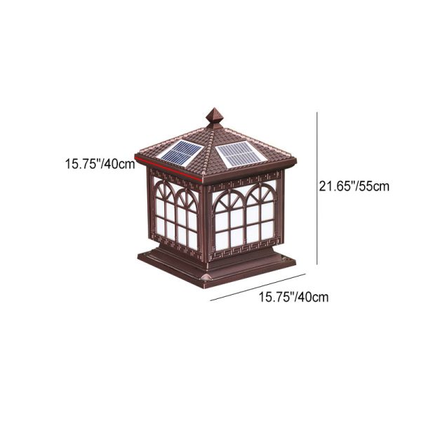 Traditional Chinese Solar Waterproof Aluminum Acrylic Glass Cylinder Lantern LED Landscape Lighting Outdoor Light For Garden - Image 7