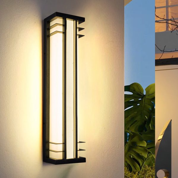Traditional Chinese Solar Waterproof Stainless Steel Acrylic Rectangular Motion Sensor LED Wall Sconce Lamp For Outdoor Patio - Image 14