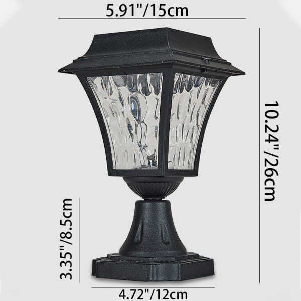 Contemporary Retro Solar Waterproof Aluminum Glass Ripple Cylinder LED Outdoor Light Landscape Lighting For Garden - Image 6