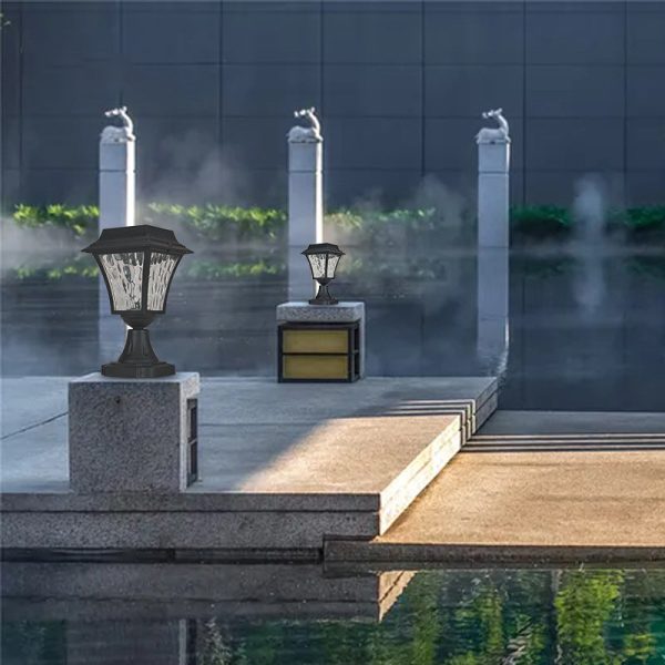 Contemporary Retro Solar Waterproof Aluminum Glass Ripple Cylinder LED Outdoor Light Landscape Lighting For Garden - Image 5