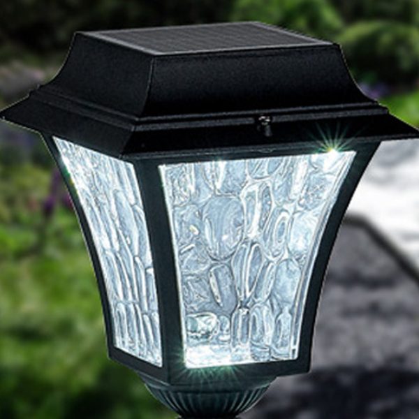 Contemporary Retro Solar Waterproof Aluminum Glass Ripple Cylinder LED Outdoor Light Landscape Lighting For Garden - Image 9