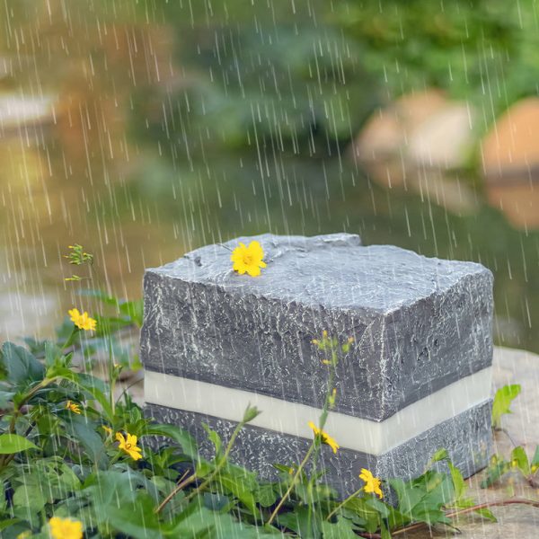 Contemporary Creative Solar Waterproof Resin Glass Fiber Simulated Stone Stripe Cube LED Outdoor Light Landscape Lighting For Garden - Image 18