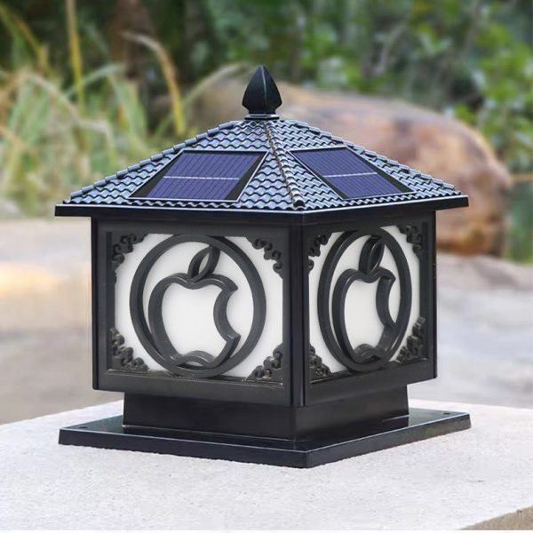 Traditional Chinese Solar Waterproof Aluminum Acrylic Square Pointed Apple LED Outdoor Light For Garden