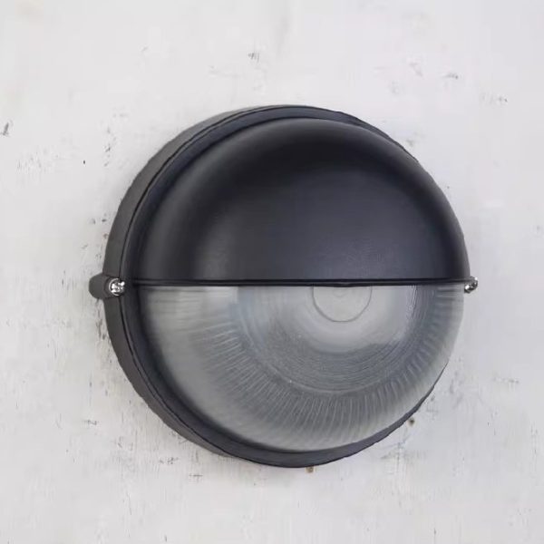 Contemporary Industrial Waterproof Aluminum Glass Frosted Round 1-Light Wall Sconce Lamp For Outdoor Patio - Image 3