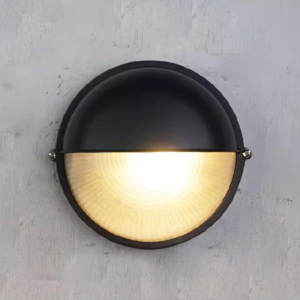Contemporary Industrial Waterproof Aluminum Glass Frosted Round 1-Light Wall Sconce Lamp For Outdoor Patio - Image 5