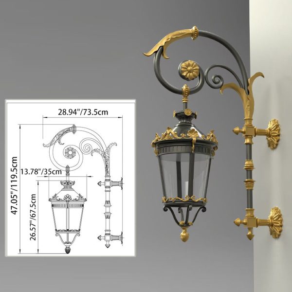 Traditional European Waterproof Aluminum Glass Lantern Carved LED Wall Sconce Lamp For Outdoor Patio - Image 6