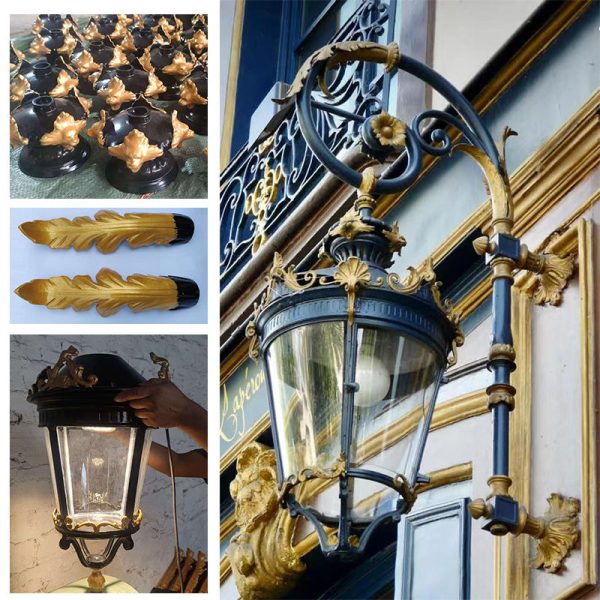 Traditional European Waterproof Aluminum Glass Lantern Carved LED Wall Sconce Lamp For Outdoor Patio - Image 13