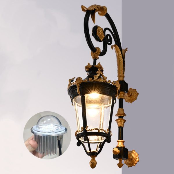 Traditional European Waterproof Aluminum Glass Lantern Carved LED Wall Sconce Lamp For Outdoor Patio - Image 4