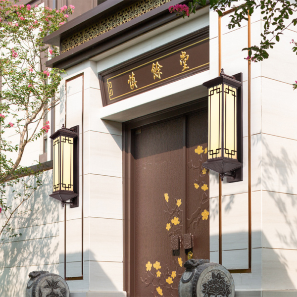 Traditional Chinese Waterproof ABS Aluminum Glass Rectangular Happiness Wealth Pattern LED Wall Sconce Lamp For Outdoor Patio - Image 7