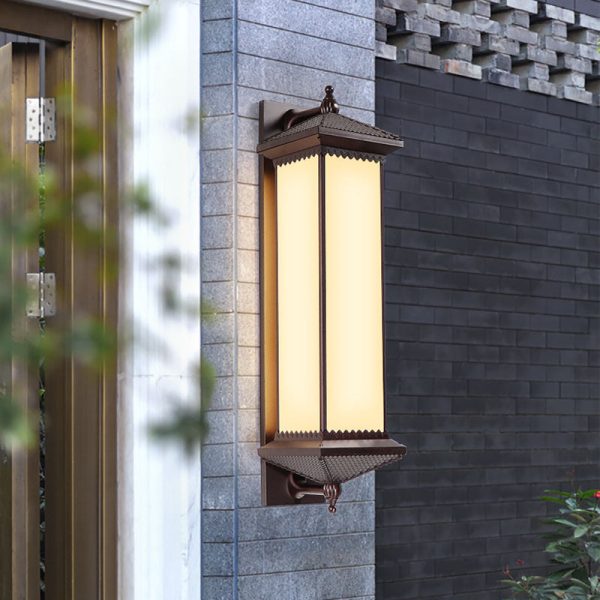 Traditional Chinese Waterproof ABS Aluminum Glass Rectangular Happiness Wealth Pattern LED Wall Sconce Lamp For Outdoor Patio - Image 4