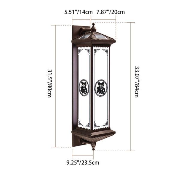 Traditional Chinese Waterproof ABS Aluminum Glass Rectangular Happiness Wealth Pattern LED Wall Sconce Lamp For Outdoor Patio - Image 9