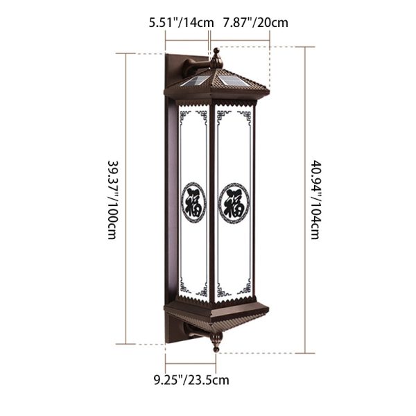 Traditional Chinese Waterproof ABS Aluminum Glass Rectangular Happiness Wealth Pattern LED Wall Sconce Lamp For Outdoor Patio - Image 10