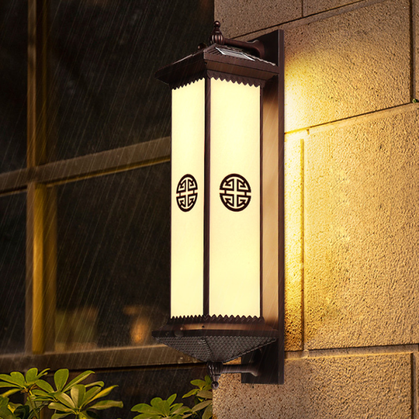 Traditional Chinese Waterproof ABS Aluminum Glass Rectangular Happiness Wealth Pattern LED Wall Sconce Lamp For Outdoor Patio - Image 13