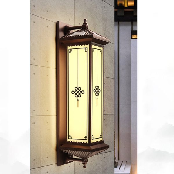 Traditional Chinese Waterproof ABS Aluminum Glass Rectangular Happiness Wealth Pattern LED Wall Sconce Lamp For Outdoor Patio - Image 20