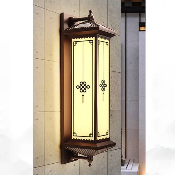 Traditional Chinese Waterproof ABS Aluminum Glass Rectangular Happiness Wealth Pattern LED Wall Sconce Lamp For Outdoor Patio - Image 21