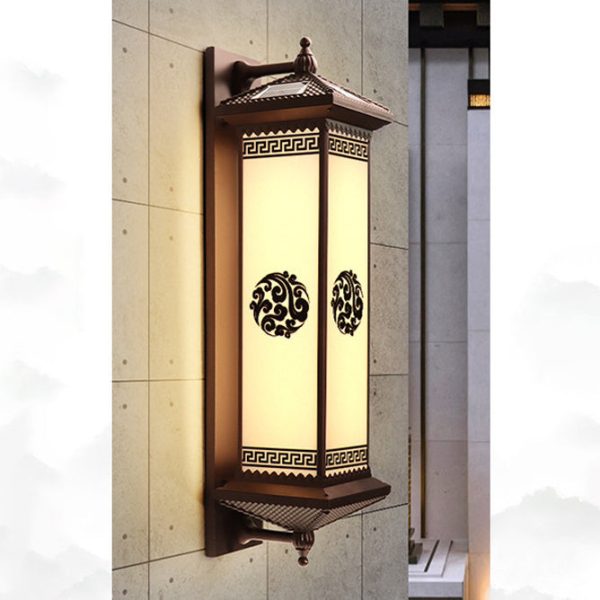 Traditional Chinese Waterproof ABS Aluminum Glass Rectangular Happiness Wealth Pattern LED Wall Sconce Lamp For Outdoor Patio - Image 22