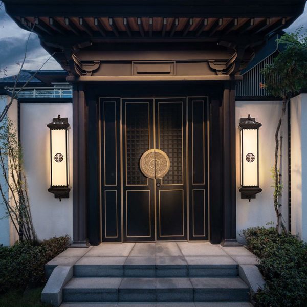 Traditional Chinese Waterproof ABS Aluminum Glass Rectangular Happiness Wealth Pattern LED Wall Sconce Lamp For Outdoor Patio - Image 14