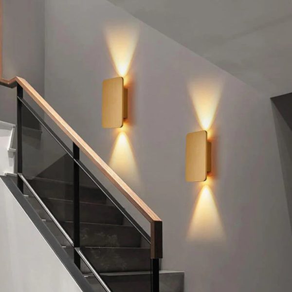 Nordic Minimalist Aluminum Rectangular Flat Panel 2-Light LED Wall Sconce Lamp - Image 2