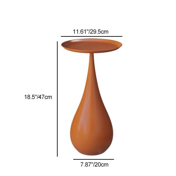 Modern Luxury Carbon Steel Round Tray End Table With Waterdrop Base, Elegant End Table For Living Room - Image 4