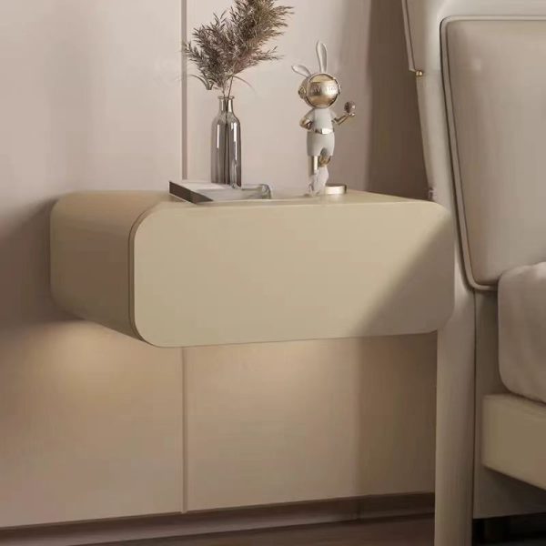 Modern Minimalist Solid Wood Floating Rectangular Nightstand With Drawer, Wall-Mounted Bedside Table For Bedroom - Image 3