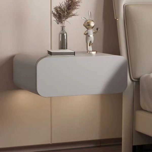 Modern Minimalist Solid Wood Floating Rectangular Nightstand With Drawer, Wall-Mounted Bedside Table For Bedroom - Image 5