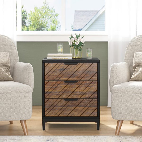 Modern Minimalist Solid Wood Rectangular Nightstand With 3-Drawer For Bedroom - Image 14