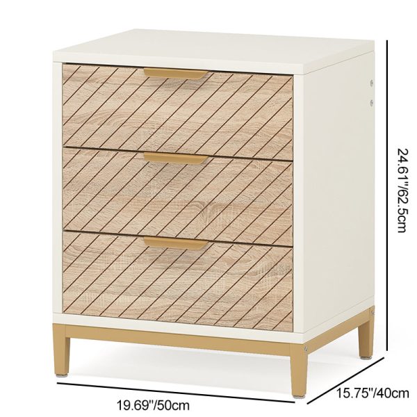 Modern Minimalist Solid Wood Rectangular Nightstand With 3-Drawer For Bedroom - Image 4