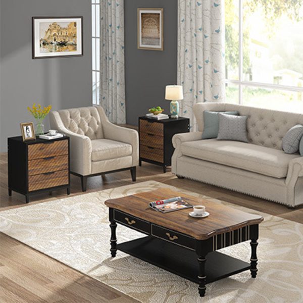 Modern Minimalist Solid Wood Rectangular Nightstand With 3-Drawer For Bedroom - Image 8