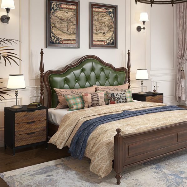 Modern Minimalist Solid Wood Rectangular Nightstand With 3-Drawer For Bedroom - Image 9