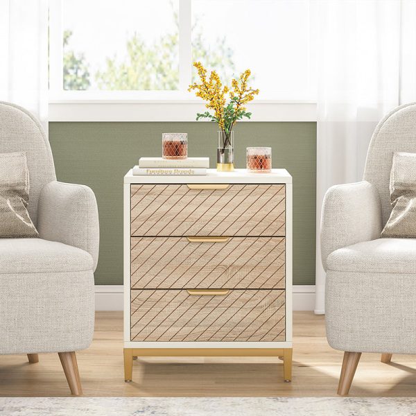 Modern Minimalist Solid Wood Rectangular Nightstand With 3-Drawer For Bedroom - Image 13