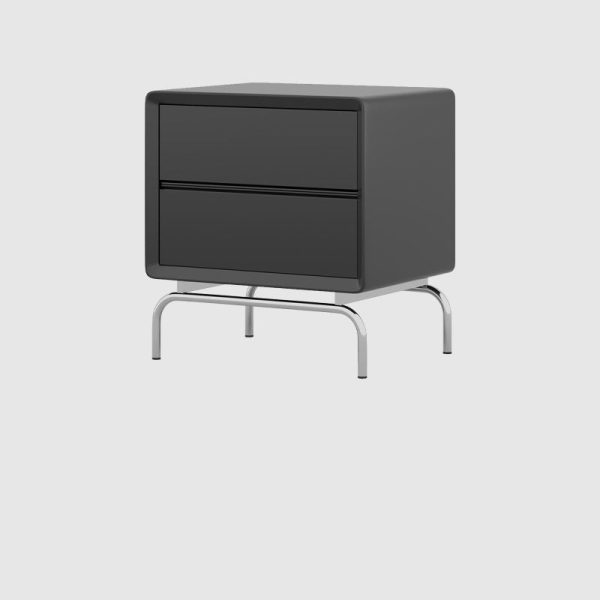 Modern Luxury Pine & Stainless Steel Rectangular Nightstand With 2-Drawer For Bedroom - Image 12