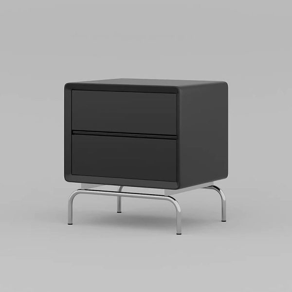 Modern Luxury Pine & Stainless Steel Rectangular Nightstand With 2-Drawer For Bedroom - Image 13