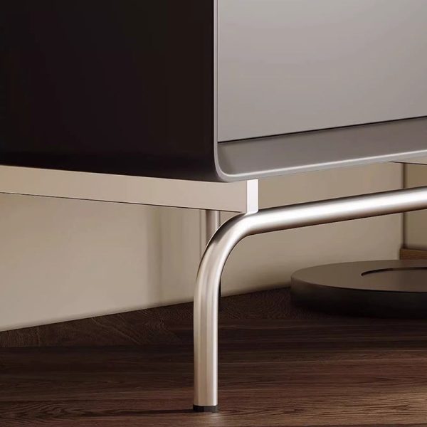 Modern Luxury Pine & Stainless Steel Rectangular Nightstand With 2-Drawer For Bedroom - Image 5