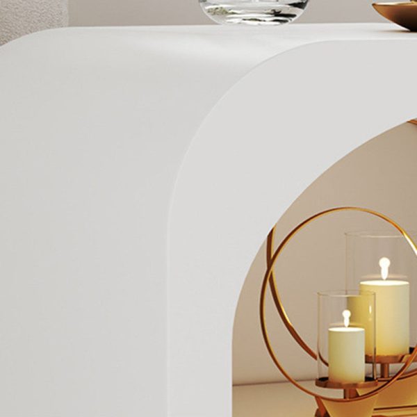 Modern Minimalist Engineered Wood Rounded Rectangle Nightstand With 2-Storage Compartments For Bedroom - Image 6