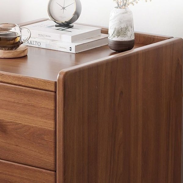 Modern Minimalist High-Density Engineered Wood Rectangular Nightstand 2-Drawer & 2-Tier For Bedroom - Image 5