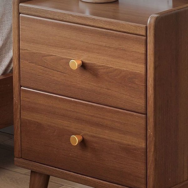 Modern Minimalist High-Density Engineered Wood Rectangular Nightstand 2-Drawer & 2-Tier For Bedroom - Image 7