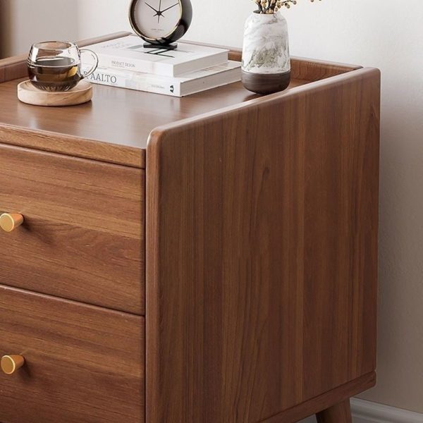 Modern Minimalist High-Density Engineered Wood Rectangular Nightstand 2-Drawer & 2-Tier For Bedroom - Image 8