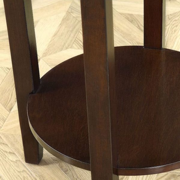 Traditional Chinese Wood Round End Table With 1-Drawer And 2-Tier For Living Room - Image 7