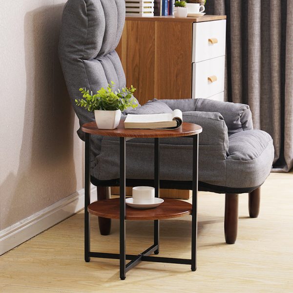 Modern Minimalist Fiberboard & PVC Round End Table With 2-Tier For Living Room - Image 6
