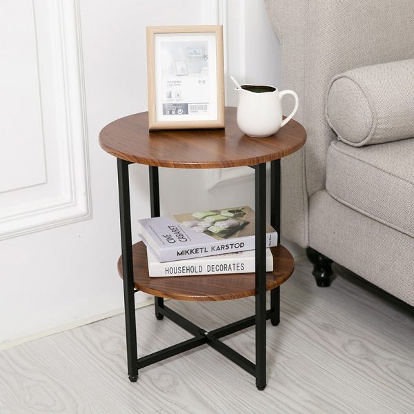 Modern Minimalist Fiberboard & PVC Round End Table With 2-Tier For Living Room - Image 14