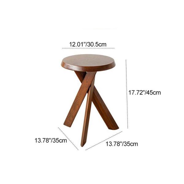 Modern Mid-Century Solid Wood Round End Table With X-Base For Living Room - Image 4