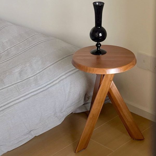 Modern Mid-Century Solid Wood Round End Table With X-Base For Living Room - Image 12
